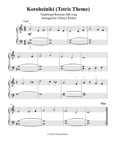 Korobeiniki (Tetris Theme) - big note piano solo (arr. Chrissy Ricker)