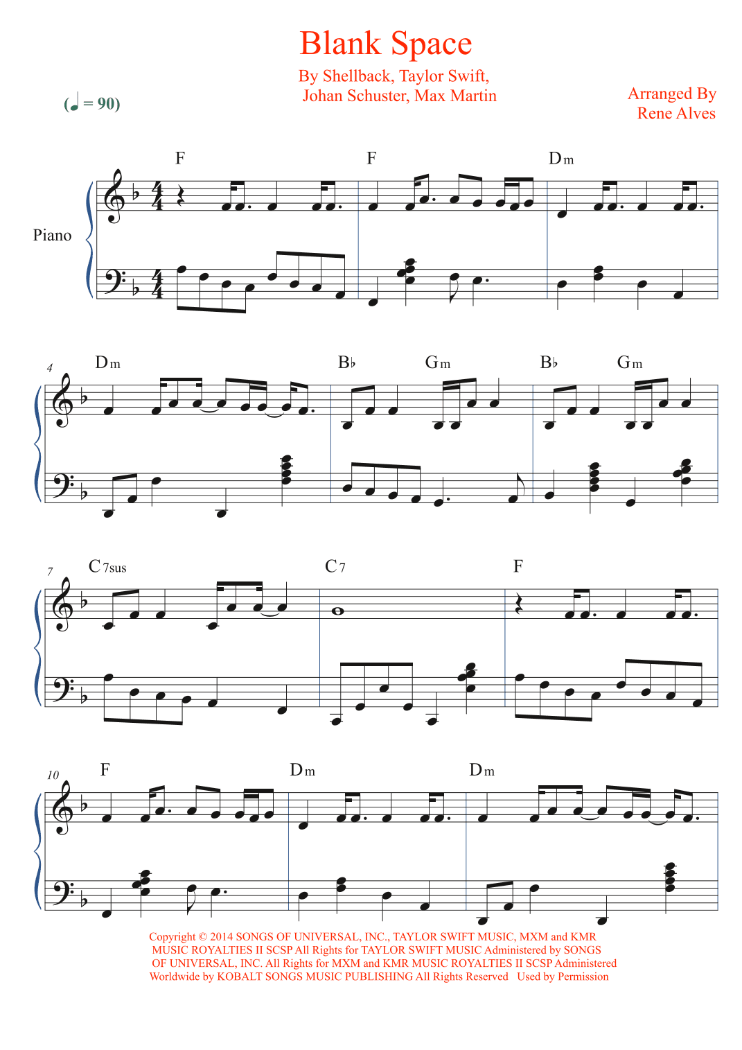 Blank Space (arr. Rene Alves)