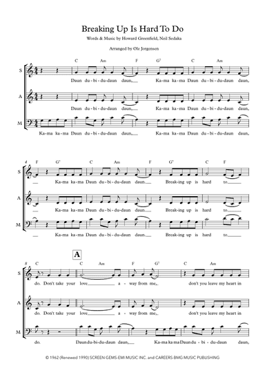 Breaking Up Is Hard To Do (arr. Ole Jørgensen)
