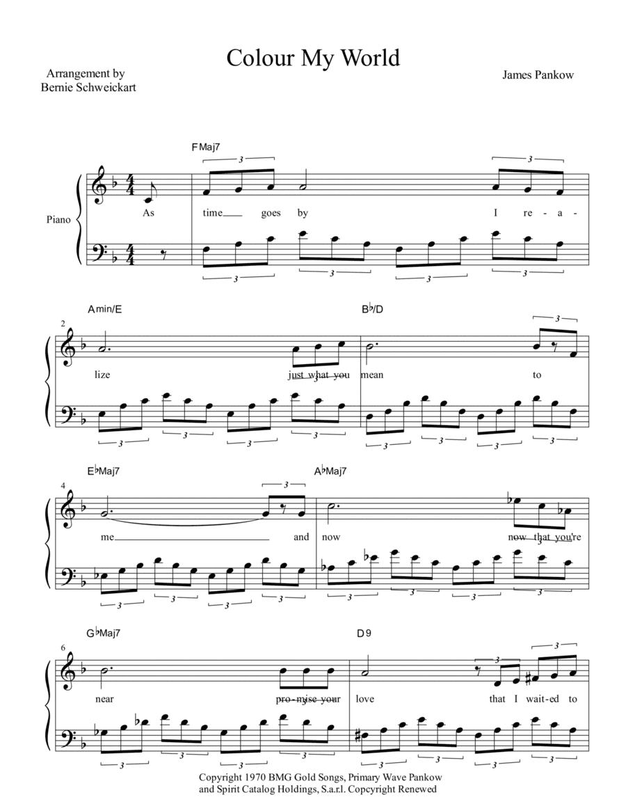 Colour My World (arr. Bernie Schweickart)