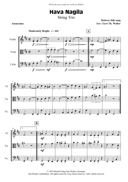 Hava Nagila (arr. Gert Th. Walter)