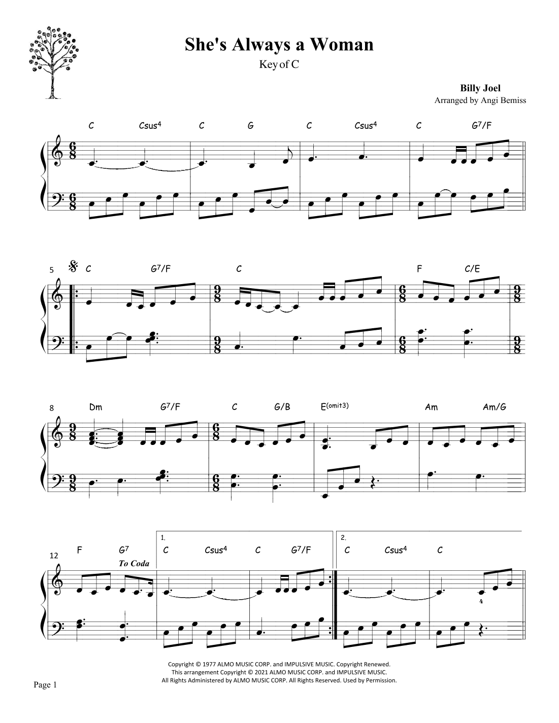 She's Always A Woman (arr. Angi Bemiss of Simply the Harp)