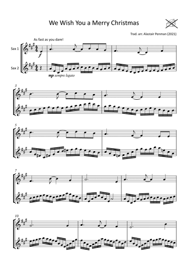 We Wish You a Merry Christmas - Sax Duet (arr. Penman Publications)