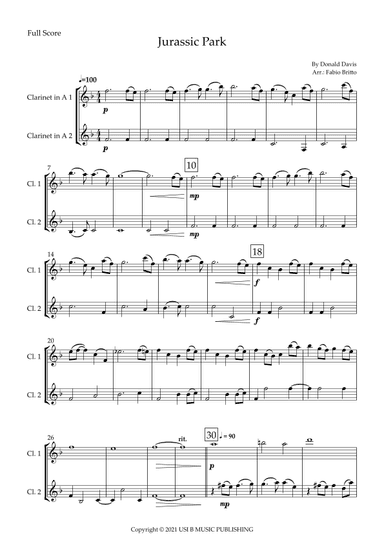 Jurassic Park Iii (arr. Fabio Britto)