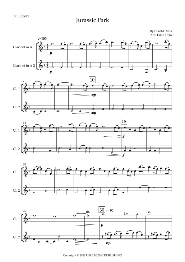 Jurassic Park Iii (arr. Fabio Britto)