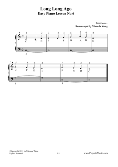 Long Long Ago - Easy Piano Lesson No.6 (arr. Miranda Wong)