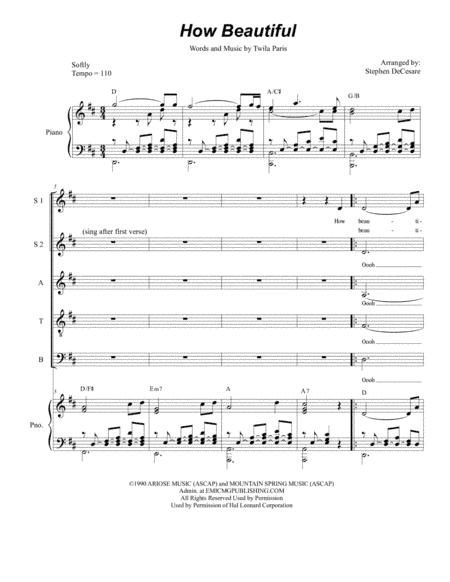 How Beautiful (arr. Stephen DeCesare)