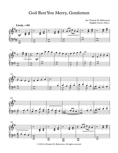 God Rest You Merry, Gentlemen - Piano Solo (arr. Pamela M. Robertson)