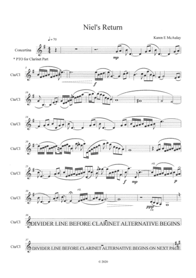 Niel's Return - for Concertina or Clarinet and piano