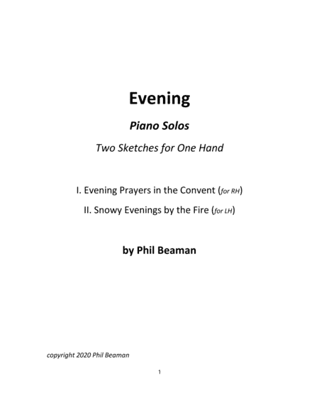 Evening-2 Sketches for solo piano, one hand
