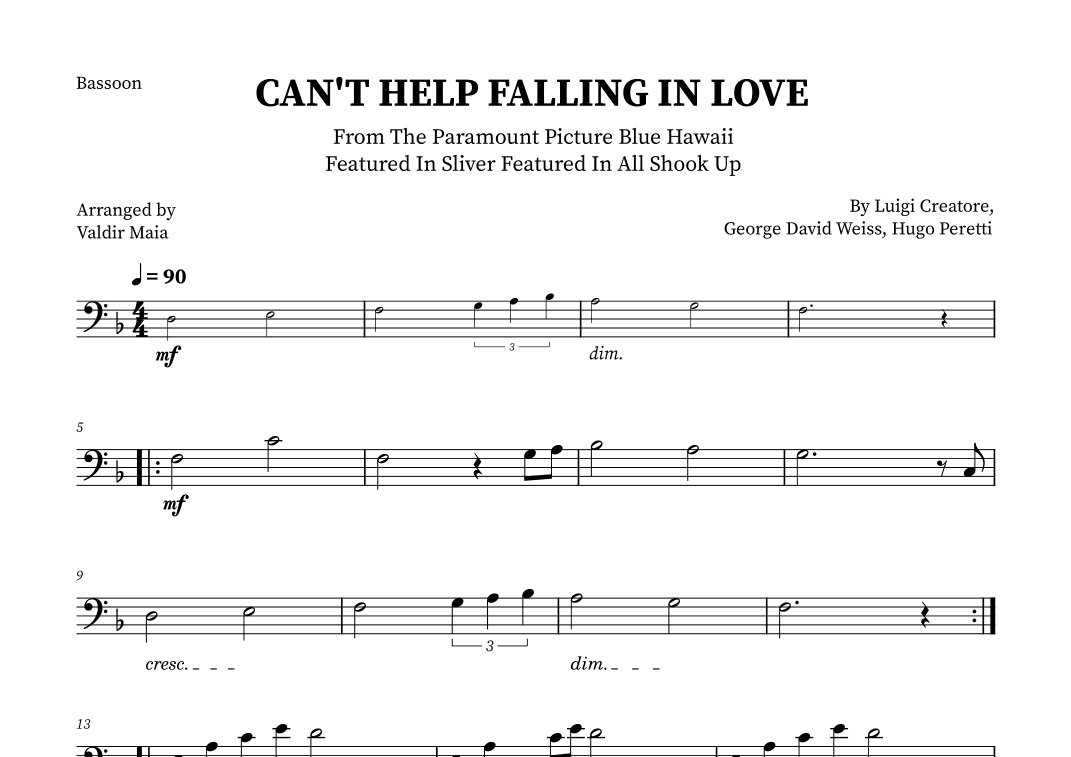 Can't Help Falling In Love (arr. Valdir Maia)