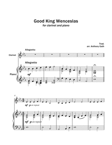 Good King Wenceslas - Clarinet and Piano (arr. Anthony Gath)