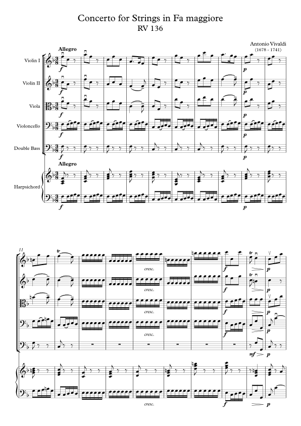 Concerto for Strings in Fa maggiore RV 136