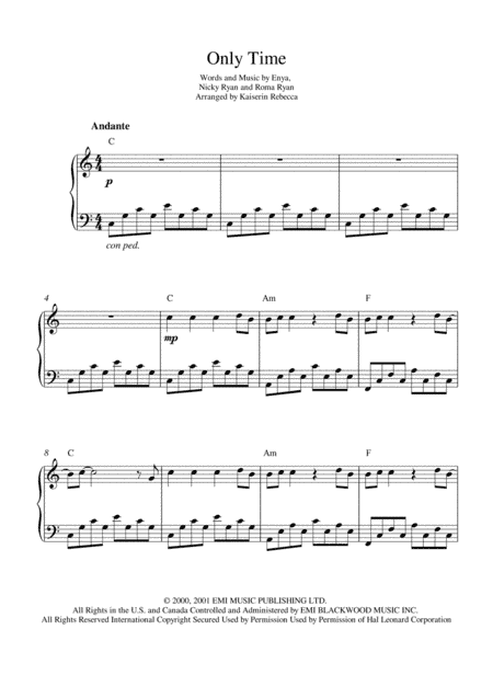 Only Time (arr. Kaiserin Rebecca)