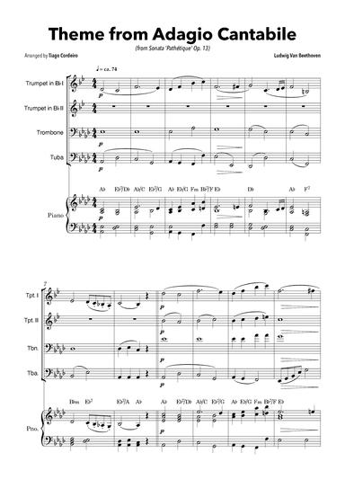 Theme From Adagio Cantabile (from Sonata 'Pathétique' Op.13) (arr. Tiago Cordeiro)