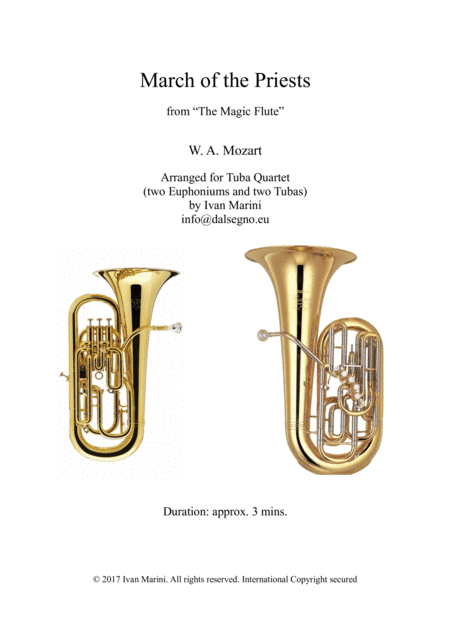MARCH OF THE PRIESTS (from The Magic Flute by W. A. Mozart) - for Tuba Quartet (arr. Ivan Marini)