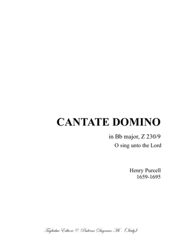 CANTATE DOMINO - O sing unto the Lord - H. Purcell - For SATB Choir (arr. Renato Tagliabue)