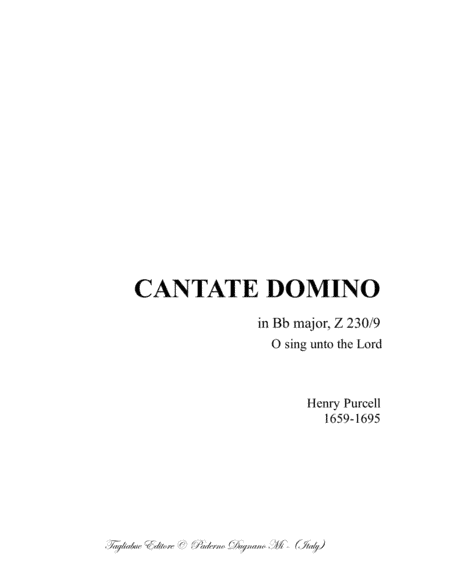 CANTATE DOMINO - O sing unto the Lord - H. Purcell - For SATB Choir (arr. Renato Tagliabue)