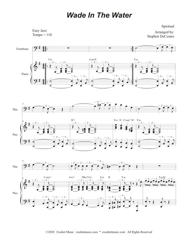 Wade In The Water (for Trombone solo and Piano) (arr. Stephen DeCesare)