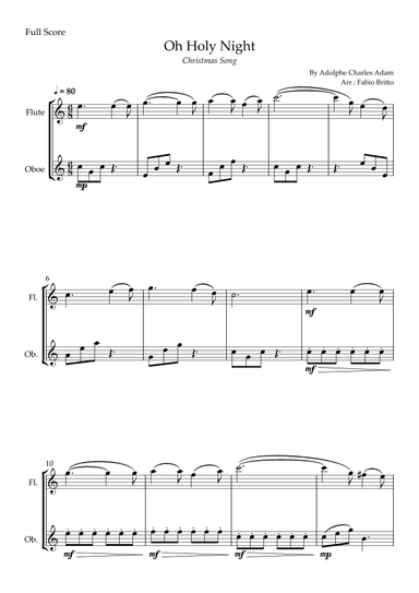 Oh Holly Night (Christmas Song) for Flute & Oboe Duo (arr. Fabio Britto)