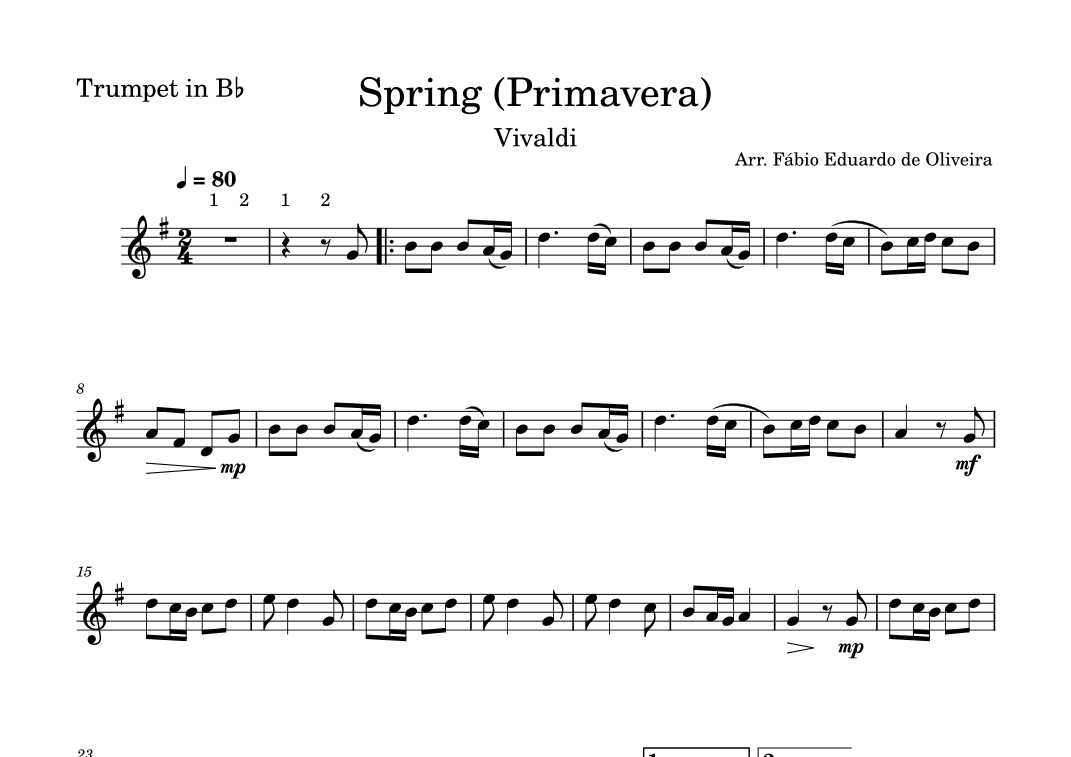 Spring/Primavera (The Four Seasons - Vivaldi)  - Easy Arrangement (arr. Fabio Eduardo de Oliveira)