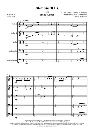 Glimpse Of Us (arr. Valdir Maia)
