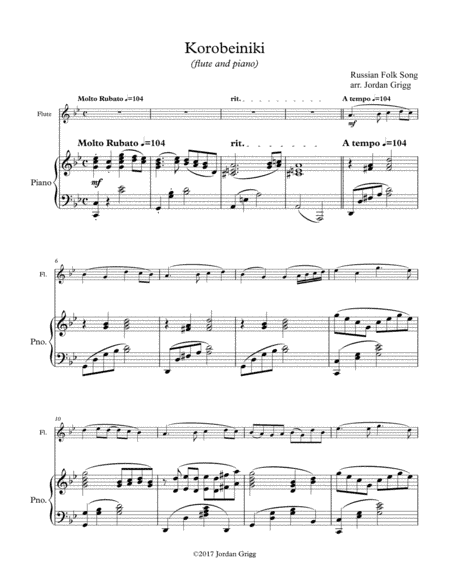 Korobeiniki (flute and piano) (arr. Jordan Grigg)