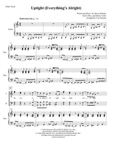 Uptight (everything's Alright) (arr. Tim Sarsany)