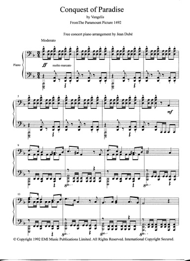 Conquest Of Paradise (arr. Jean Dubé)