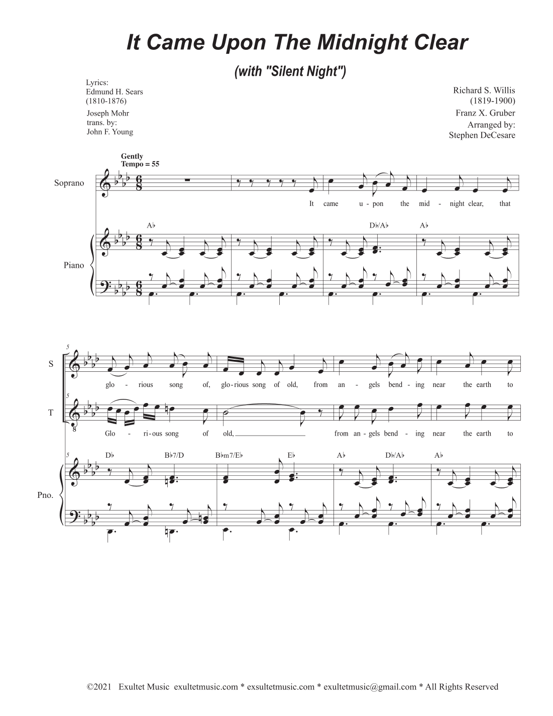 It Came Upon The Midnight Clear (with "Silent Night") (Duet for Soprano and Tenor solo) (arr. Stephen DeCesare)