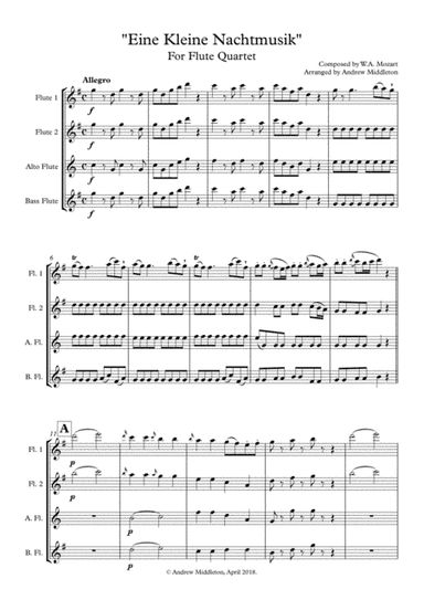 "Allegro" from Eine Kleine Nachtmusik arranged for Flute Quartet (arr. Andrew Middleton)