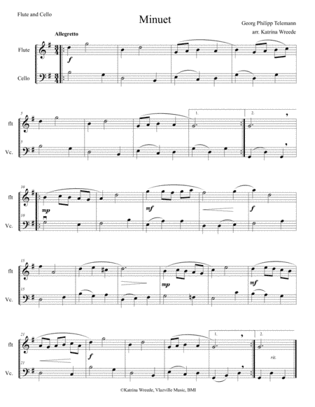 Minuet for Flute and Cello by Telemann (arr. Katrina Wreede)