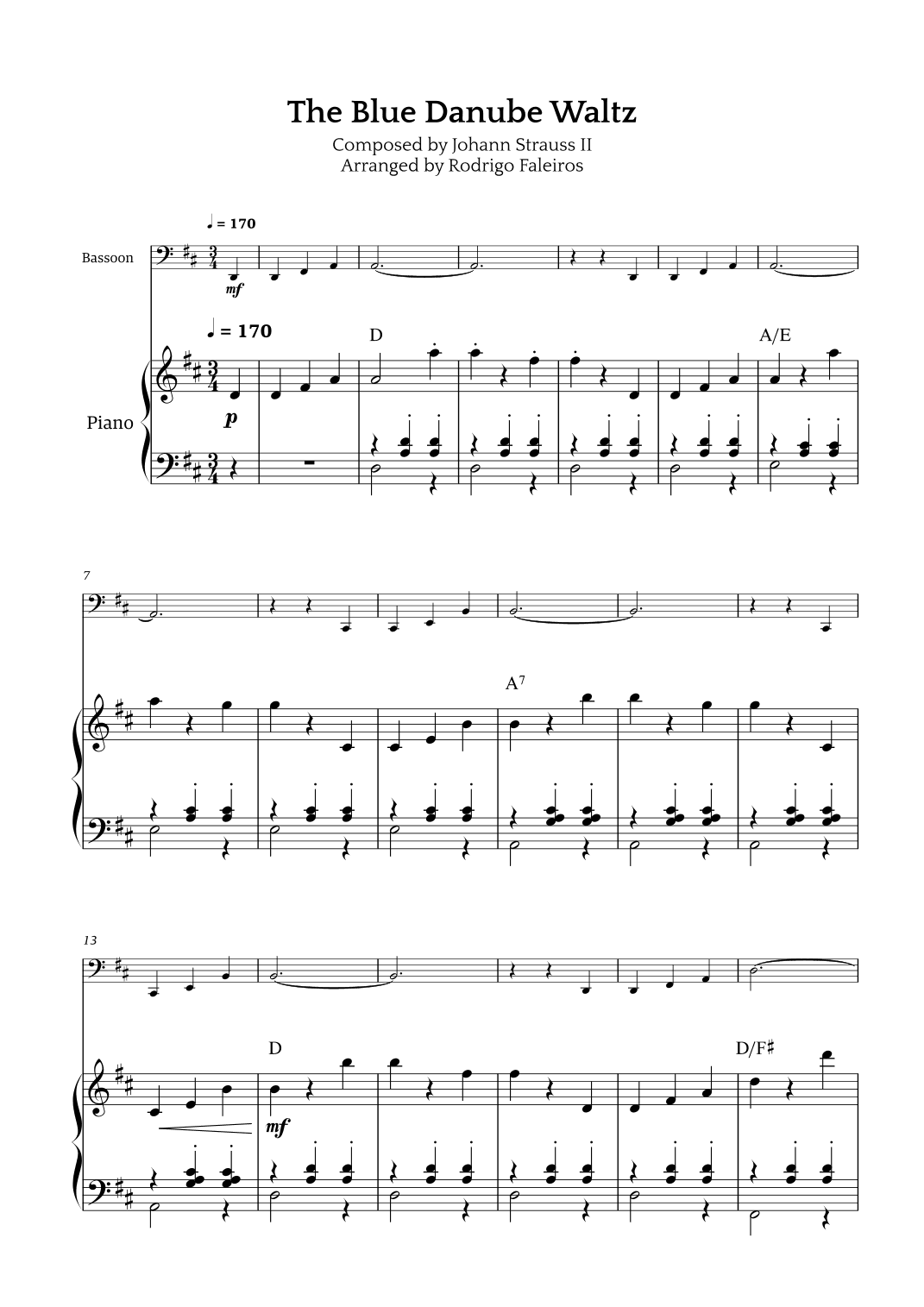 The Blue Danube Waltz (arr. Rodrigo Faleiros)