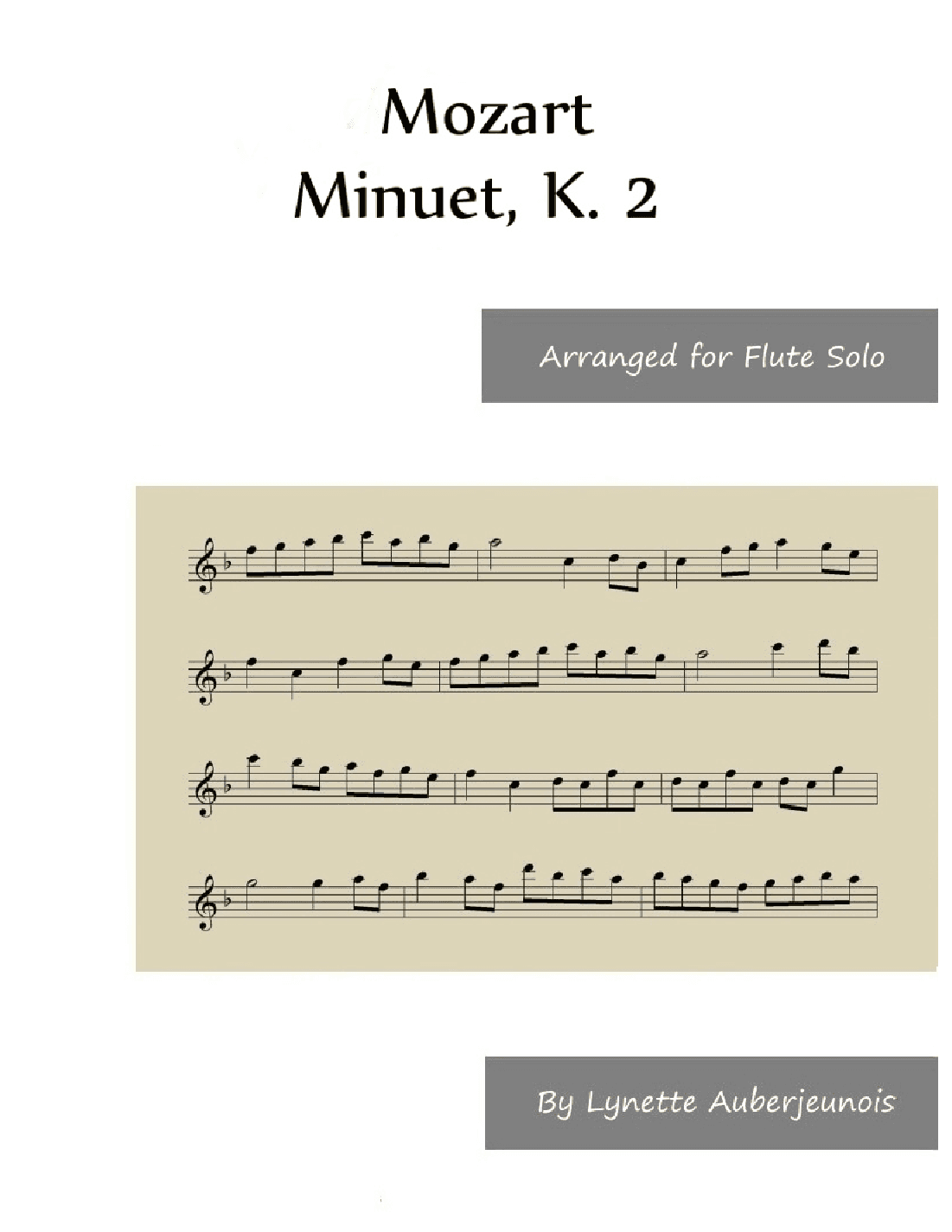 Minuet, K. 2 - Flute Solo (arr. Lynette Auberjeunois)