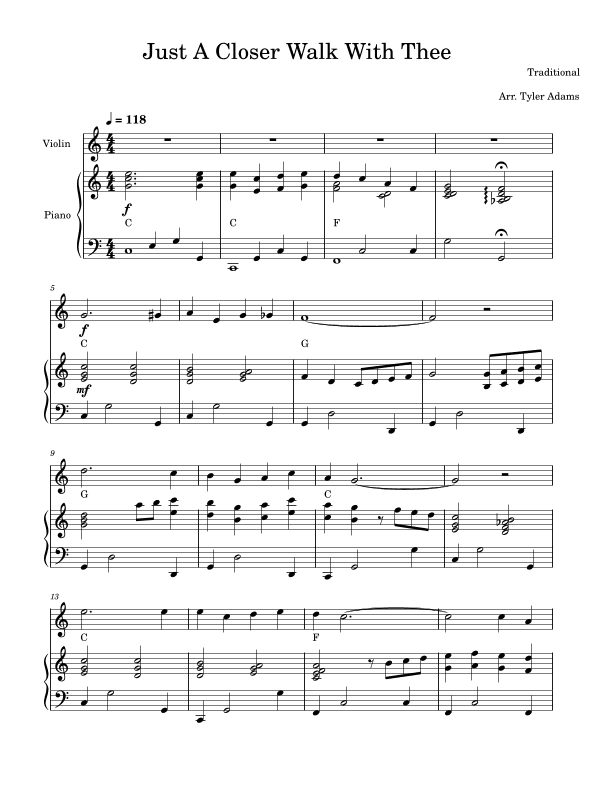 Just A Closer Walk With Thee (Violin Solo and Piano) (arr. Tyler Adams)
