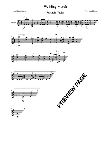 Wedding March for Solo Violin (Advanced) (arr. Shawn Boucké)