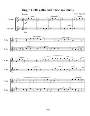 Jingle Bells (alto and tenor sax duet) (arr. B C Dockery)