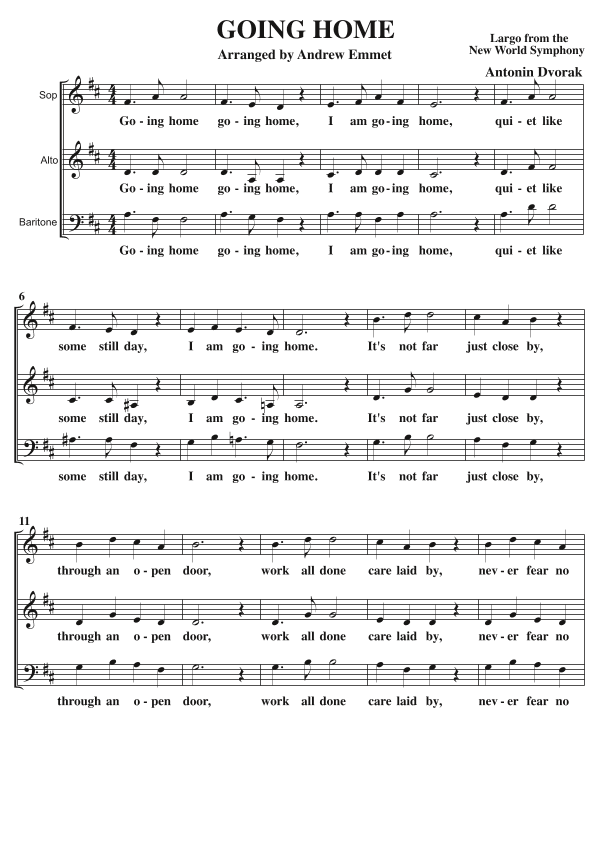 Going Home A Cappella SAB (arr. Andrew Emmet)