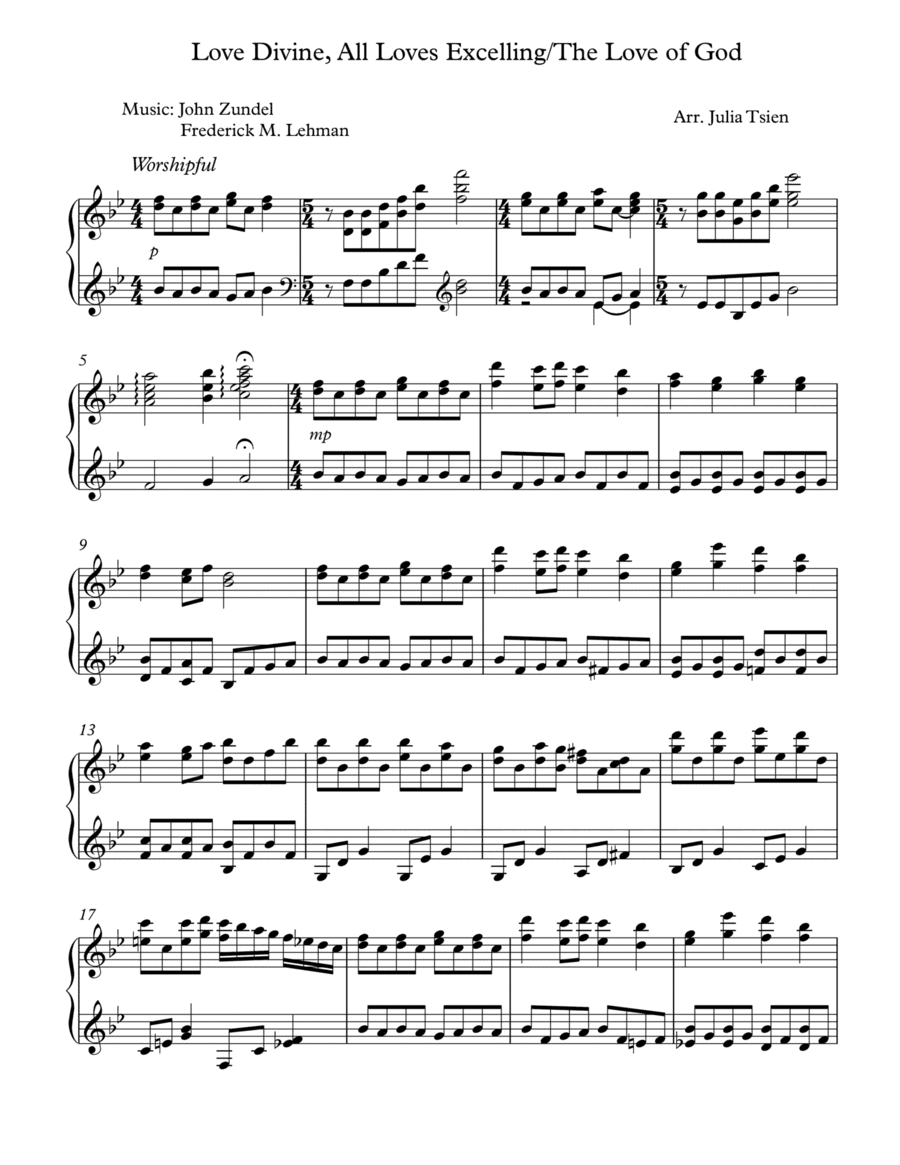 Love Divine/The Love of God, piano solo (arr. julia tsien)
