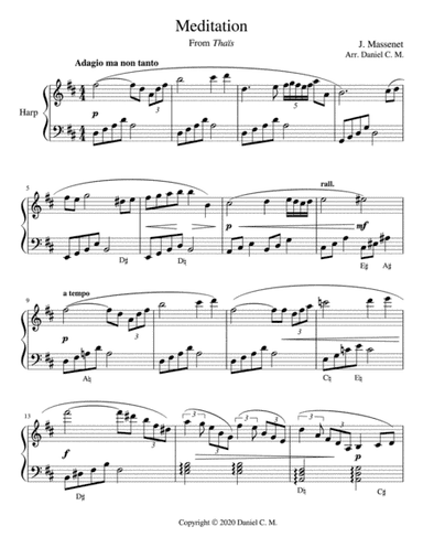 Meditation for harp (easy) (arr. Daniel C. M.)