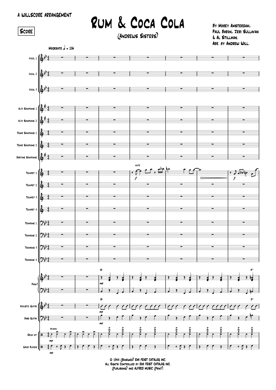 Rum And Coca-cola (arr. Andrew Will)