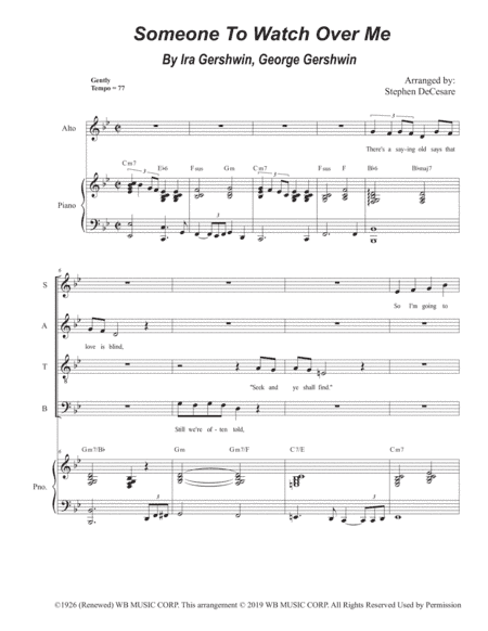 Someone To Watch Over Me (arr. Stephen DeCesare)