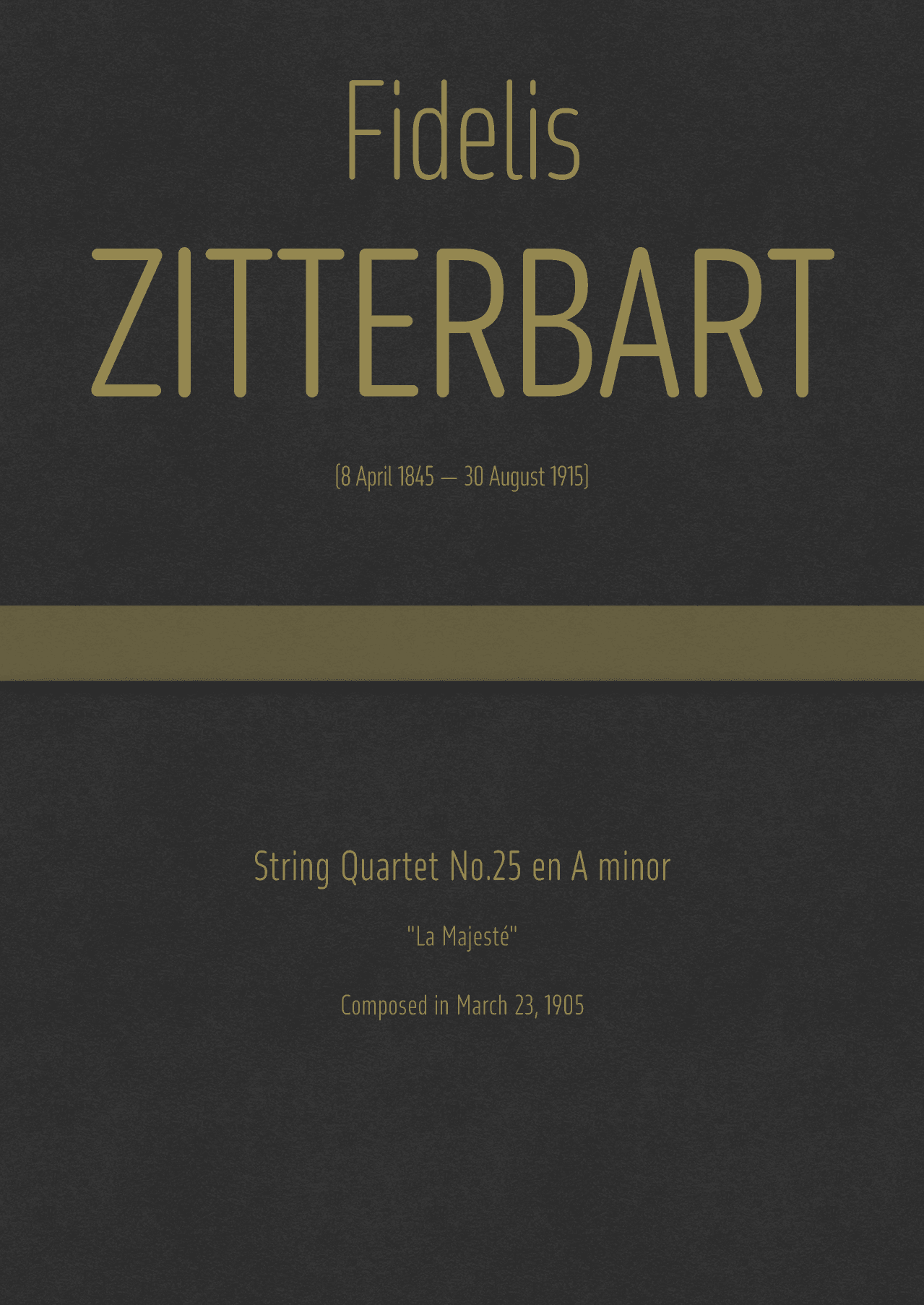 Zitterbart - String Quartet No.25 in A minor, "La Majesté" (arr. J.G. Cucó Barber)