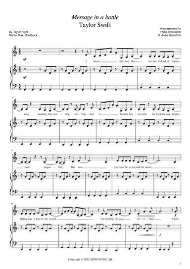 Message In A Bottle Taylor S Version From The Vault (arr. Antje Günther)
