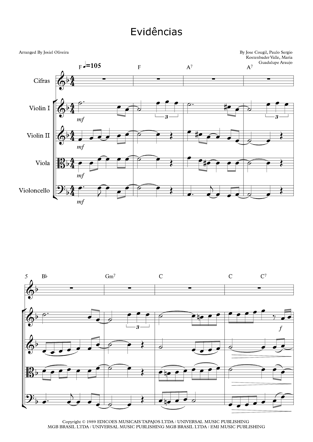 Evidencias (arr. Josiel Oliveira)