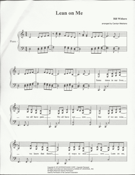 Lean On Me (arr. Carolyn Medrano)