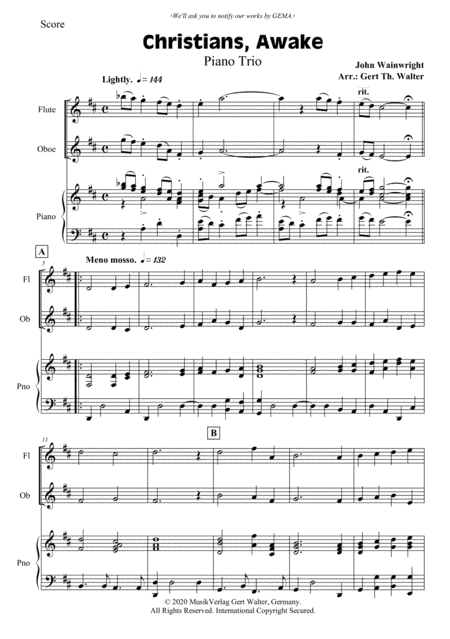 Christians, Awake, Salute The Happy Morn (arr. Gert Th. Walter)