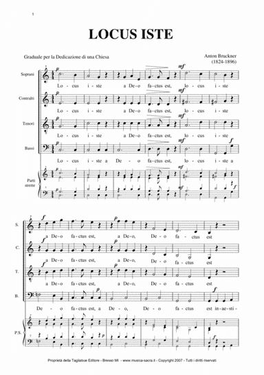 LOCUS ISTE - WAB 23 - Bruckner - For SATB Choir and Organ (arr. R. Tagliabue)