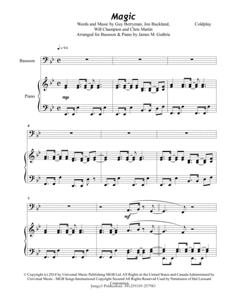 Magic (arr. James M. Guthrie, ASCAP)