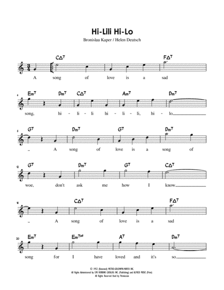 Hi-lili, Hi-lo (arr. Charles Lee)